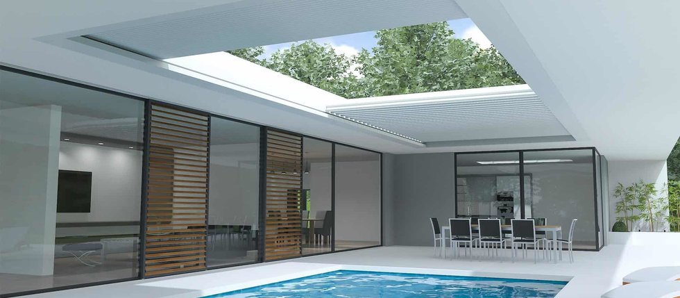 Prestrešenie terasy pomocou integrovanej konštrukcie Aero Skye RENSON